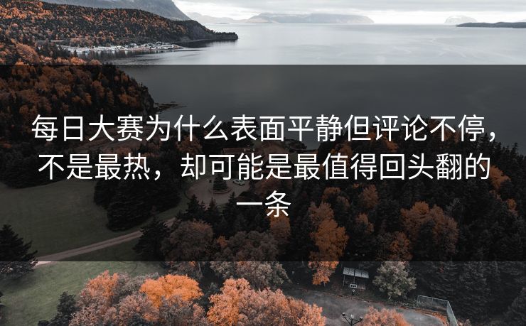 每日大赛为什么表面平静但评论不停，不是最热，却可能是最值得回头翻的一条