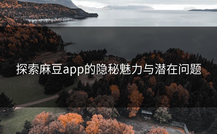 探索麻豆app的隐秘魅力与潜在问题