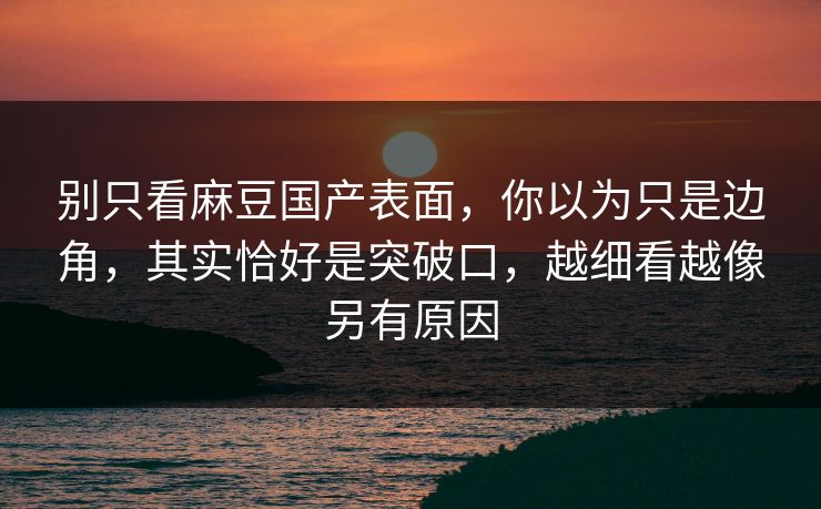 别只看麻豆国产表面，你以为只是边角，其实恰好是突破口，越细看越像另有原因