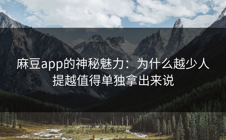 麻豆app的神秘魅力：为什么越少人提越值得单独拿出来说