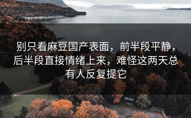 别只看麻豆国产表面，前半段平静，后半段直接情绪上来，难怪这两天总有人反复提它